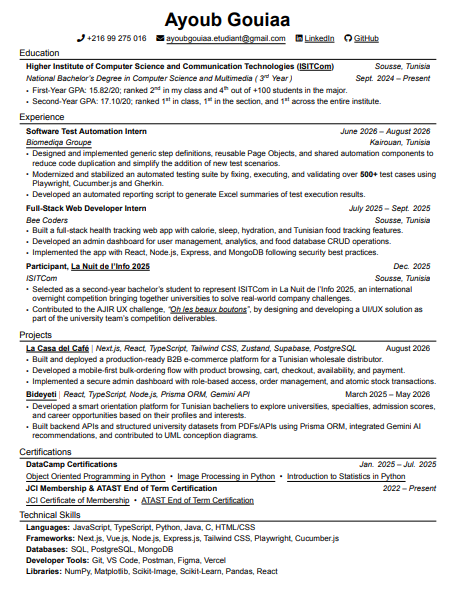 Ayoub Gouiaa CV — English