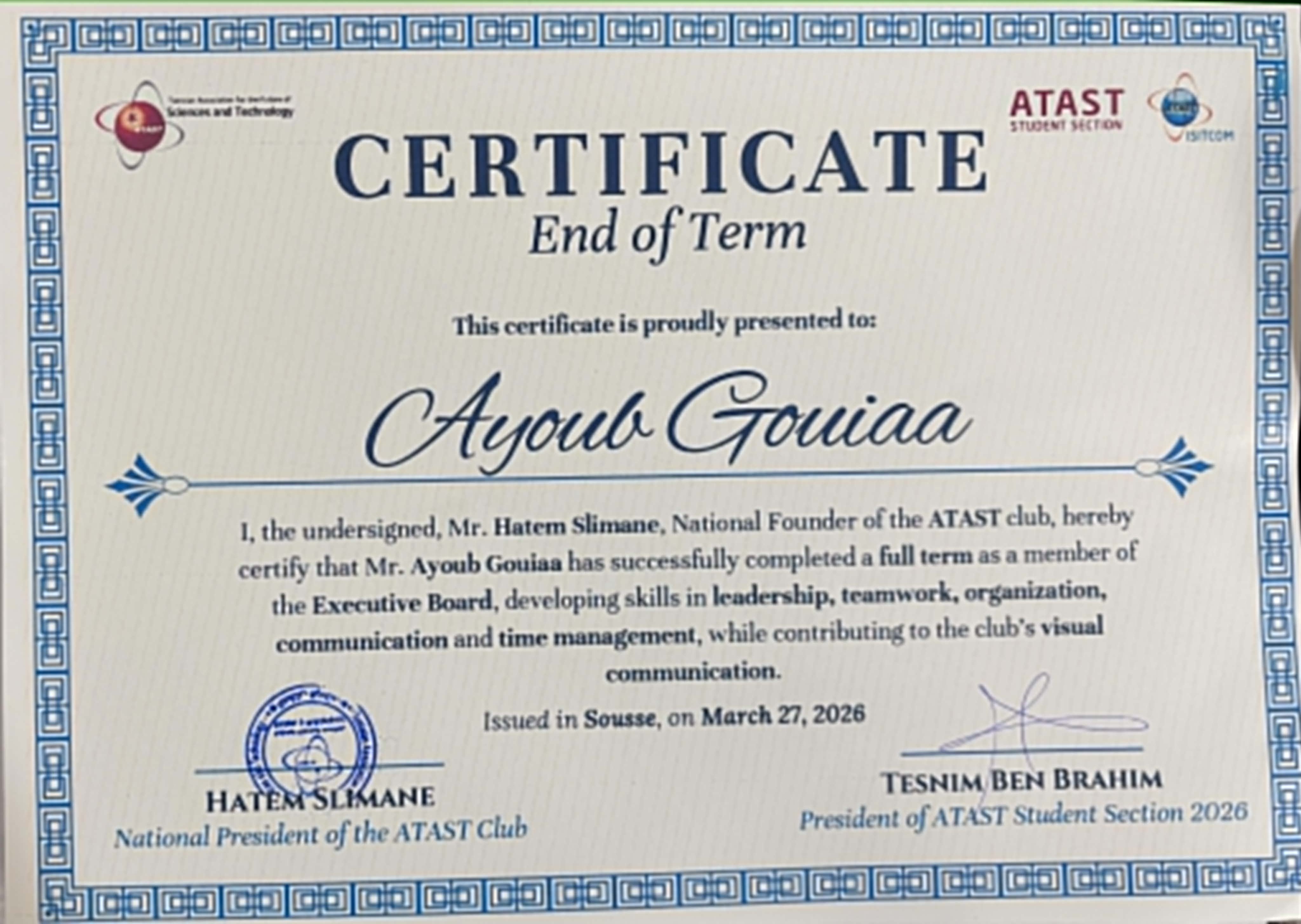 Executive Board Member & Community Manager at ATAST Association